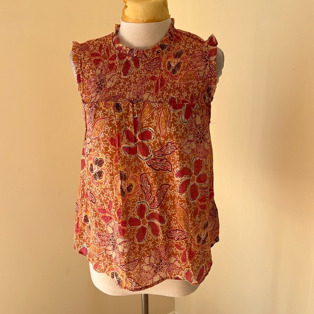 New! Nanette Lepore medium sierra print ruffled ruched top.